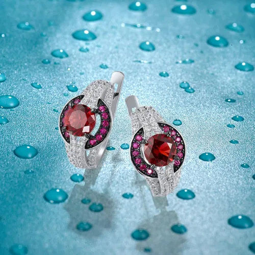 Vista 3 de Santuzza Aretes de plata de ley 925 con circonita cúbica para mujer