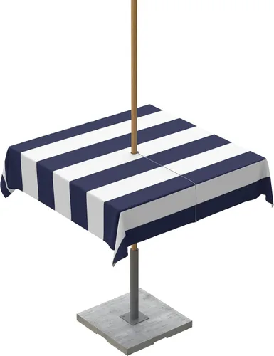 Vista 8 de Mantel rectangular para exteriores de 52 x 70 pulgadas, color azul marino y blanco, a rayas con agujero para paraguas, mantel con cremallera