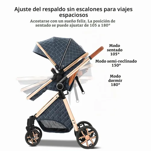 Vista 7 de Cochecito de bebé 2 en 1 con modo moisés, cochecito reversible, plegable con un solo clic, cochecito de viaje para recién nacido, cochecito