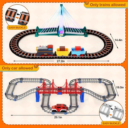 Vista 5 de Letapapa Juego de tren eléctrico para niños de 4 a 8 años, regalos de Navidad y cumpleaños para niños de 3 4 5 6 años, vías de tren para niños