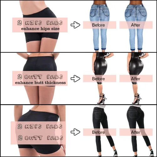 Vista 4 de Levantador de glúteos y caderas para mujer 4 almohadillas extraíbles para glúteos ropa interior acolchada sin costuras