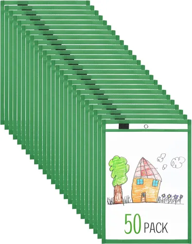 Vista 11 de Nezyo Bolsillos de borrado en seco, soportes de plástico para boletos de trabajo, bolsillos para pedidos, fundas transparentes, carpetas de boletos