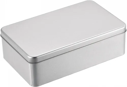 Vista 15 de uxcell Caja de Lata de Metal, 3.54" x 3.54" x 2.17" Recipientes Rectangulares Vacíos de Hojalata con Tapas, Tono Plateado, para Organizador