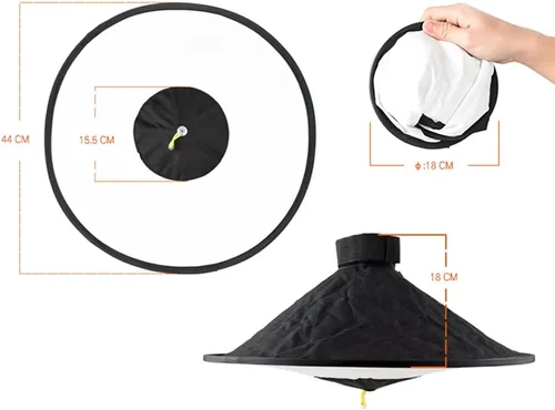 Vista 5 de Godox Cámara Flash Bounce Difusor Luz Softbox para todos Speedlight Fotografía Conical Softbox RS18 17"x 7