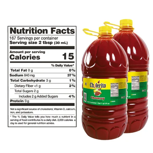 Vista 2 de EL CHILERITO - Paquete de 2 salsas sabor Chamoy de 5 litros/166.5 onzas líquidas – Alimentos mexicanos – Excelente para adornar frutas y aperitivos
