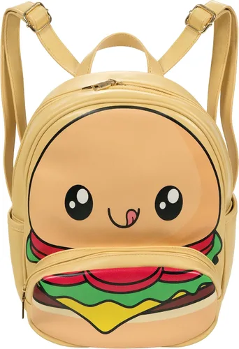 Vista 3 de Bolso tipo mochila Kawaii Burger Bolso mochila de moda para mujeres y niños Piel sintética