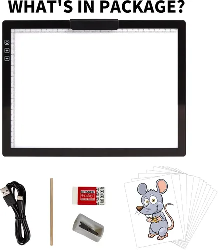 Vista 5 de Almohadilla de luz recargable A4 con soporte innovador y clip superior, Elice, caja de luz portátil inalámbrica para trazar, luz brillante
