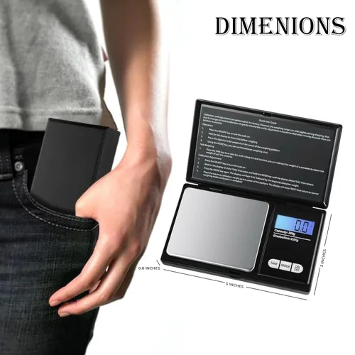 Vista 3 de Báscula digital de bolsillo de 7.05 oz x 0.00 oz, con pantalla LCD retroiluminada, pequeña escala digital de gramo de bolsillo para cocina, joyería