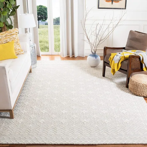 Vista 9 de Safavieh Blossom Collection - Alfombra decorativa, 2 x 3 pies, azul y marfil, lana hecha a mano, ideal para zonas de alto tráfico en entrada, sala