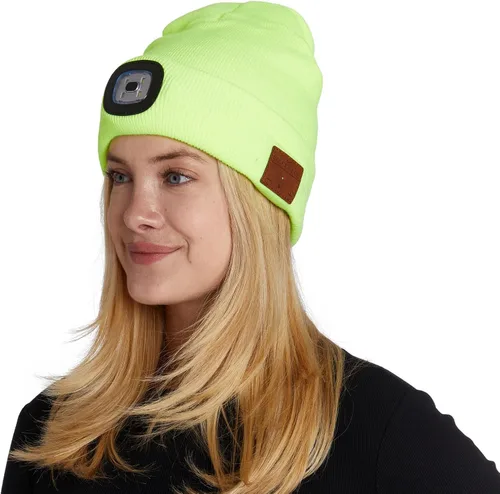 Vista 2 de BLACK DECK Gorro unisex LED Bluetooth Faro LED y auriculares estéreo inalámbricos compatibles con todos los dispositivos Bluetooth