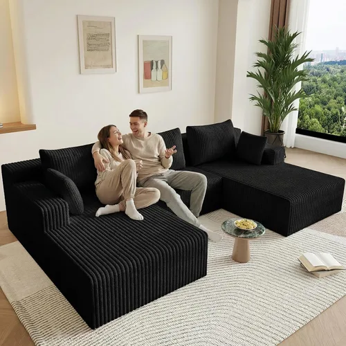 Vista 56 de Lakifun Sofá en Forma de L de 107" con Otomana, Seccional Modular Moderno Sofá Cómodo en Forma de U Nube, Asiento Profundo, Chaise Longue Cama