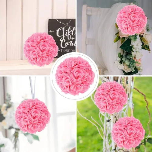 Vista 9 de Bola de flores artificiales para centros de mesa, bodas, bodas, fiestas, centros de mesa, decoración, 7.8 pulgadas (5, negro)