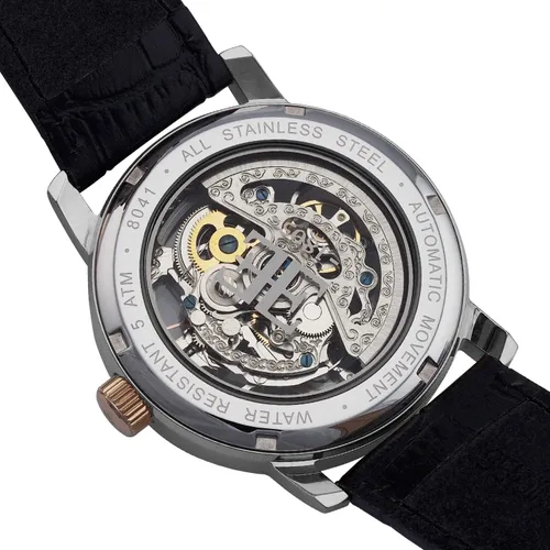 Vista 3 de Thomas Earnshaw Mens 42mm Westminster Skeleton Automatic Watch with Genuine Leather Strap ES-8041