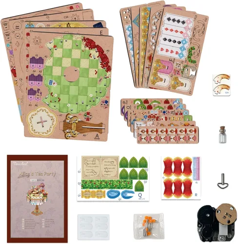 Vista 7 de Tonecheer x British Library Rompecabezas de madera con caja musical para adultos, kit de caja musical giratoria DIY, rompecabezas musical 3D