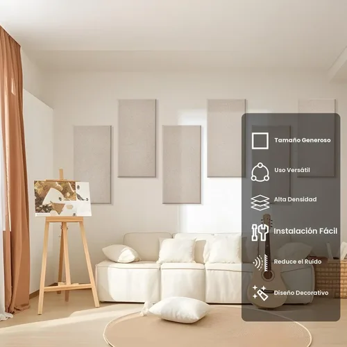 Vista 7 de 6 paneles acústicos, grandes paneles de pared insonorizados, paneles profesionales de fibra de vidrio que absorben el sonido, paneles de espuma a