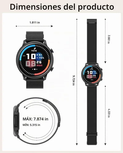 Vista 6 de Hwagol - Relojes inteligentes para hombres y mujeres, compatible con teléfonos Android (llamada Bluetooth), monitor de ritmo cardíaco y sueño, 100