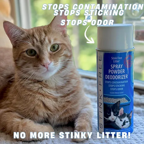 Vista 6 de Caja de arena para gatos desodorante en polvo en aerosol y eliminador de olores (2 latas) – Desodorizador, eliminador, absorbente y ambientador