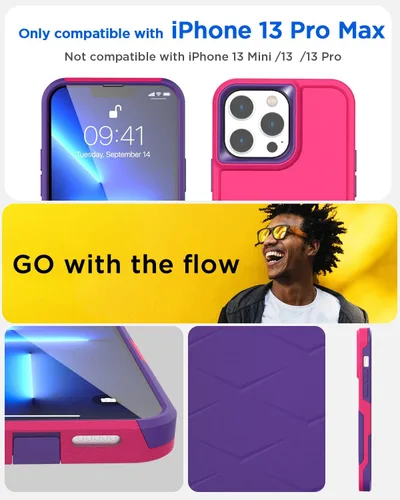 Vista 2 de AICase Funda para iPhone 13 Pro Max con protector de pantalla de vidrio, protección contra caídas de alta resistencia, cuerpo completo, resistente a
