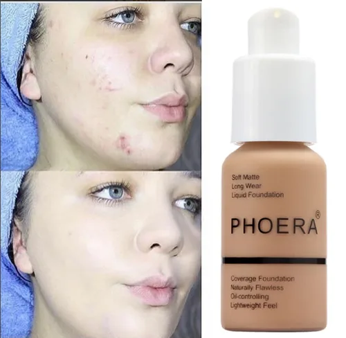 Vista 6 de Phoera - Base de maquillaje líquida mate suave sin imperfecciones, corrector de larga duración, resistente al agua, de cobertura total