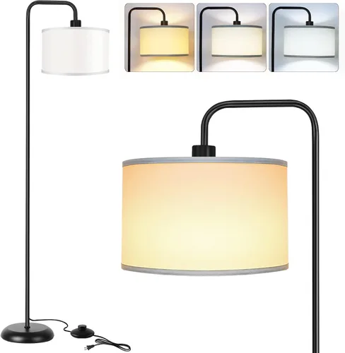 Vista 10 de [Actualizada] Lámpara de pie LED para sala de estar, lámpara de pie de 3 temperaturas de color con interruptor de pie, lámpara de pie moderna alta