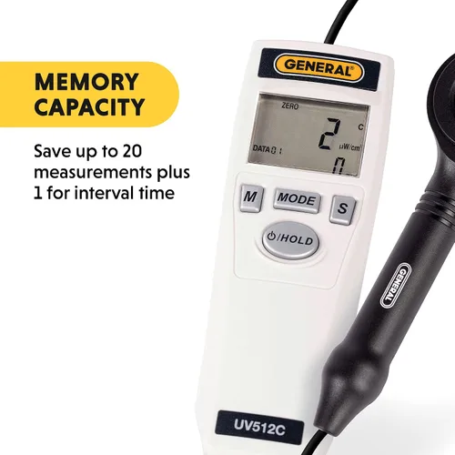 Vista 5 de General Tools Medidor de luz ultravioleta UVC digital UV512C, 220 a 270 nM