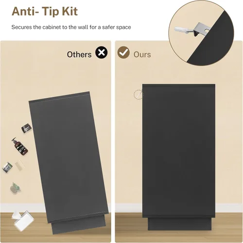 Vista 8 de TEENFON 55" Dresser for Bedroom with 6 Drawers, Black Dresser with Metal Slide, Bedroom Dressers, Wood Dressers & Chests of Drawers for Bedroom