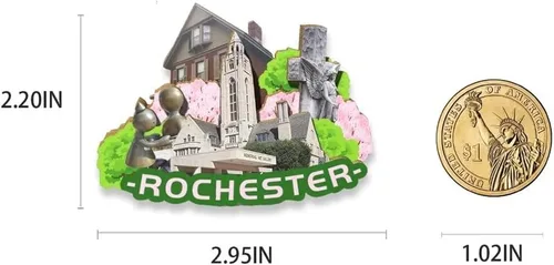 Vista 3 de Imán de Rochester de Estados Unidos para nevera, de madera, 3D, monumentos, viajes, coleccionables, recuerdos, decoración hecha a mano 2