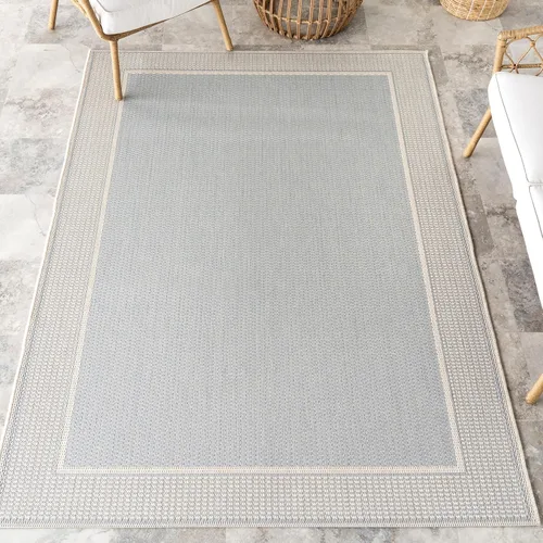 Vista 11 de Alfombra para exteriores con borde gris nuLOOM, gris