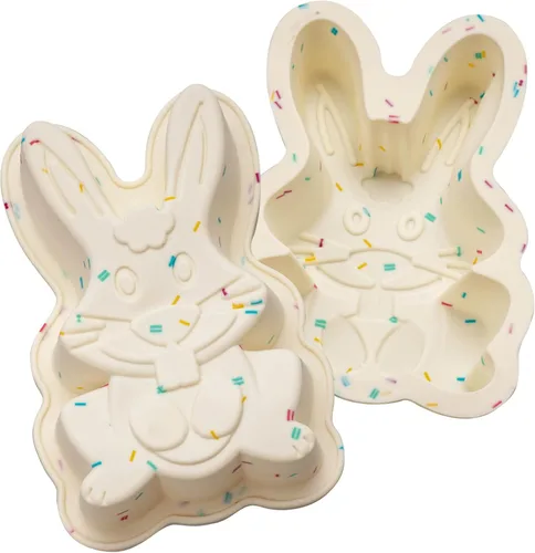 Vista 9 de Moldes de conejo de Pascua, paquete de 2 moldes de silicona para pasteles de conejo, moldes de silicona lindos para pastel, molde de gomitas