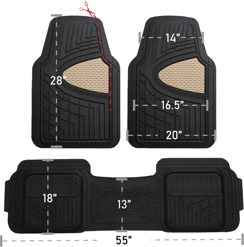 Vista 4 de FH Group F11511 - Alfombrillas de goma para suelo, de primera calidad, de canal alto (3 piezas), ajuste universal con ambientador gratuito, Negro