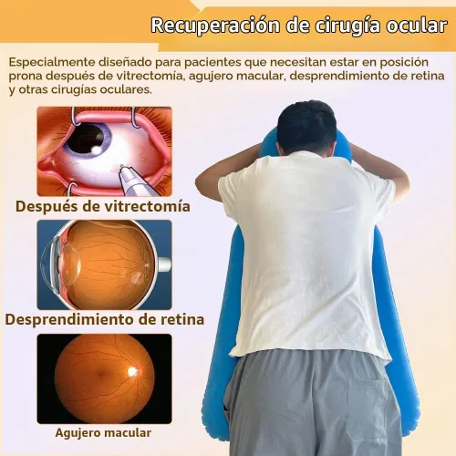 Vista 3 de Almohada boca abajo después de cirugía ocular, almohada propensa con agujero para el brazo para dormir, desprendimiento de retina, recuperación
