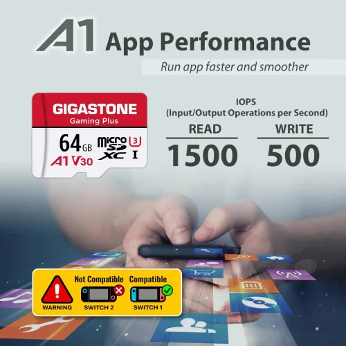Vista 7 de 【Solo para Switch 1】 Gigastone: 2 unidades de tarjeta Micro SD de 64 GB, Gaming Plus, tarjeta de memoria MicroSDXC para Nintendo-Switch, grabación