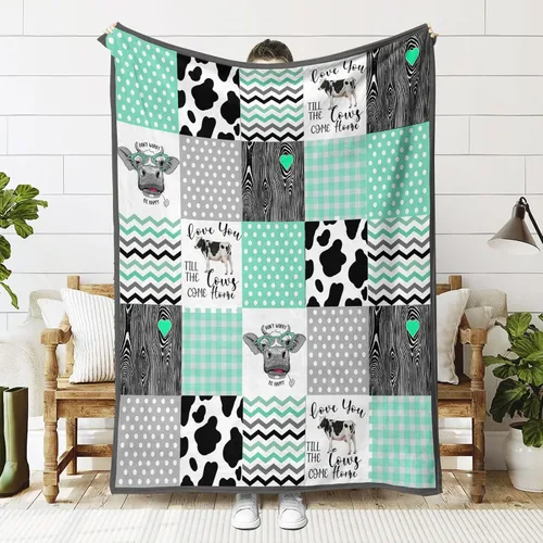 Vista 9 de YunTu Manta de vaca con estampado de vaca de animales de granja para niñas y mujeres, ropa de cama de decoración de vaca, regalos para Navidad, San
