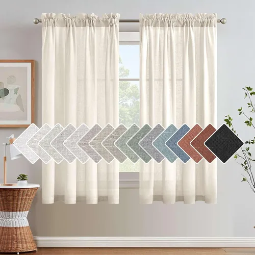Vista 47 de H.VERSAILTEX Cortinas texturizadas de lino con filtro de luz para sala de estar, tratamiento de ventanas, cortinas naturales y duraderas