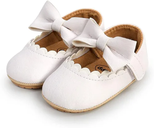 Vista 5 de Zapatos de bebé de primera calidad, zapatos de caminar para bebé, zapatos de princesa Mary Jane de suela suave, zapatos de vestir de boda, zapatos