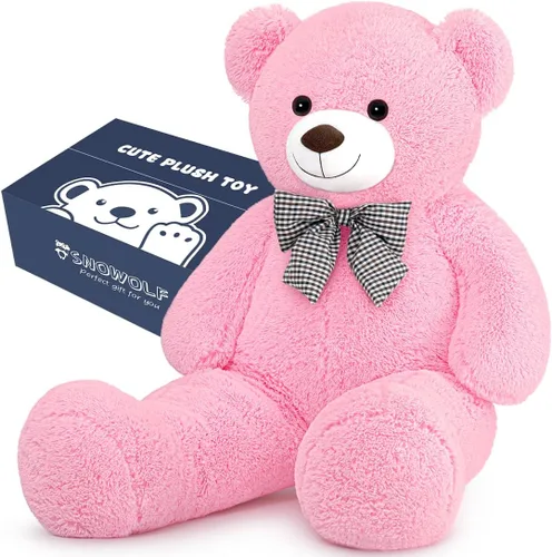Vista 8 de SNOWOLF Oso de peluche gigante de 47 pulgadas, regalo para el Día de la Madre, oso de peluche gigante de 47 pulgadas, lindo oso suave de tamaño real