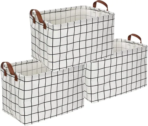 Vista 37 de CLOCOR Cesta de almacenamiento rectangular, cesta de almacenamiento plegable con bonito patrón, caja de almacenamiento de revestimiento impermeable