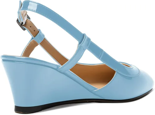 Vista 5 de NUMALEO Zapatos de tacón bajo con correa de tobillo para mujer, con puntera cuadrada, con hebilla y hebilla de 2 pulgadas