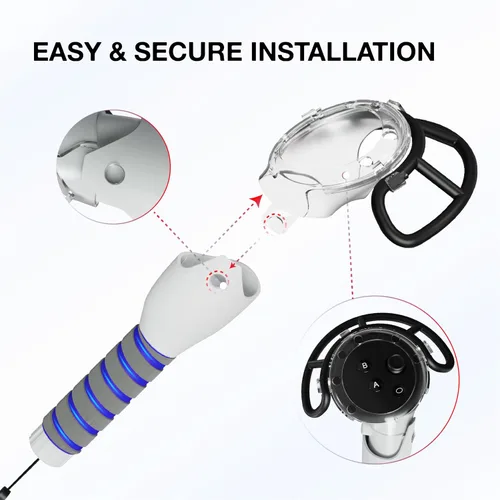Vista 4 de APEXINNO 3 in 1 Handle Attachments for Meta Quest 3 Controller Grips Accessories, VR Handle Extender Extension Grips for Oculus Quest 3 Beat Saber