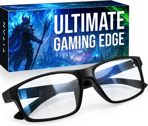 Vista 10 de Gaoye Titan Gaming Glasses, Blue Light Blocking, Night Driving Glasses for Men, Computer Protection, Gift for Gamers Negro