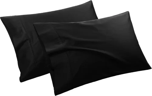 Vista 9 de PiccoCasa Fundas de almohada negras tamaño Queen, fundas de almohada suaves de 100% algodón con cierre de sobre, 20 x 30 pulgadas, fundas