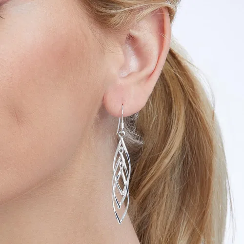 Vista 2 de Tienda Essentials Sterling Silver Linear Swirl French Wire Earrings (previously Tienda Collection)
