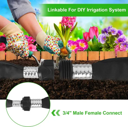 Vista 3 de Manguera plana de remojo de 15 pies para riego eficiente del árbol, diseño duradero de doble capa para jardines, césped y campos de verduras