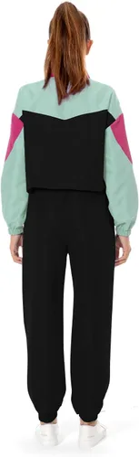 Vista 14 de Conjunto de traje de pista de bloque de color de los años 80, rompevientos de manga larga de los años 90, traje deportivo casual para mujer