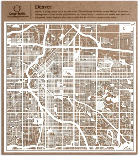 Vista 118 de O3 Design Studio Aberdeen - Mapa de papel cortado en papel blanco de 12 x 12 pulgadas