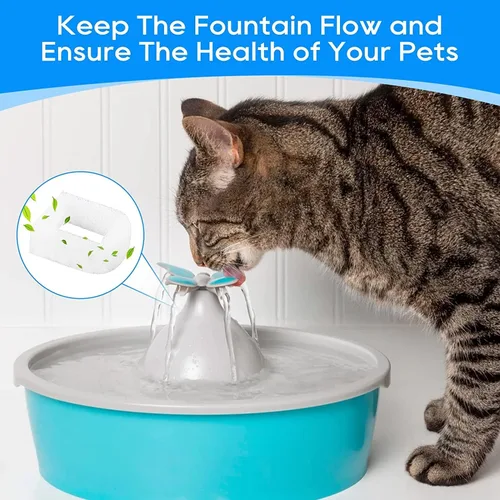 Vista 6 de Filtro de fuente de agua para gatos compatible con fuente de agua Petsafe, para filtros de fuente de mascotas Drinkwell, filtros de espuma