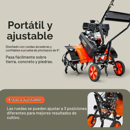 Vista 4 de SuperHandy Cultivador de timón, 7HP 209cc, Siembra de suelo, enfoque
