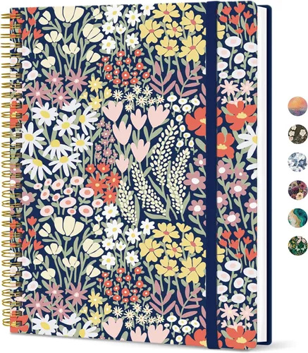 Vista 13 de Taja Diario Grande con Líneas en Espiral para Mujeres, Cuadernos de 8.5" x 11" para Trabajo con Rayado Universitario, Cuadernos A4 Estéticos Bonitos