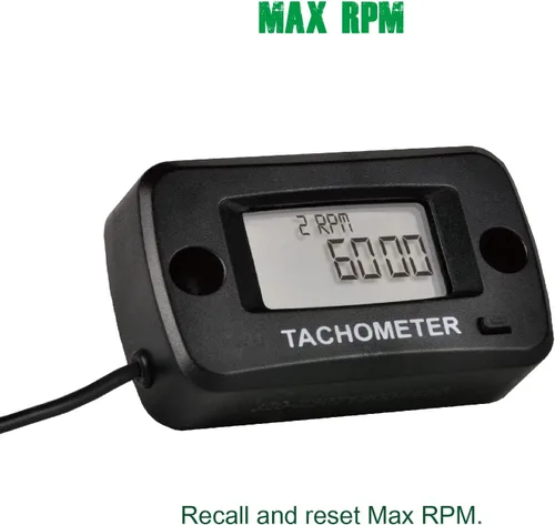 Vista 2 de Yooreal Tacómetro digital, medidor de RPM con clip para cortacésped de empuje, generador de automóvil, compresor, motosierra, motosierra