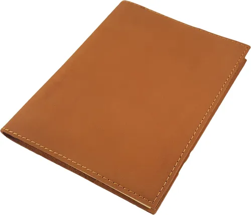 Vista 2 de Rustic Ridge Leather Cuaderno de bocetos rústico de cuero recargable con papel hecho a mano, 6 x 8 pulgadas (marrón medio)
